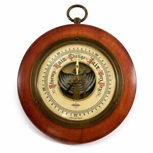 Vintage SWIFT West Germany Wall Barometer Hygrometer Cherry Wood Weather Gauge